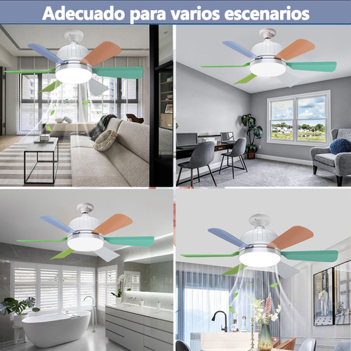 AUXTOO Ventilador De Techo Lampara Incluye Control Remoto 3 Velocidades Color Diámetro 52 Material De Las Aspas Plástico silencioso,6 Aspas Para Sala De Estar, Dormitorio,3000K-6500K Regulable