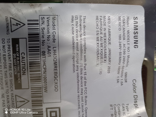 Main Samsung 43 Pulgadas Modelo Qm43r Versión Aa01 (Usado)