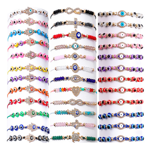 Bonitter 36 Pcs Evil Eye Bracelets Pack Mexican Braclets Se.