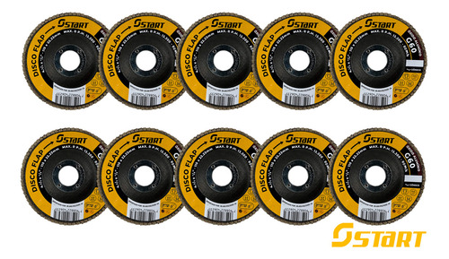 Disco De Lixa Flap 4.1/2 Pol Óxido De Alumínio Grão 60 Para Lixadeira Kit Com 10 Unidades Start