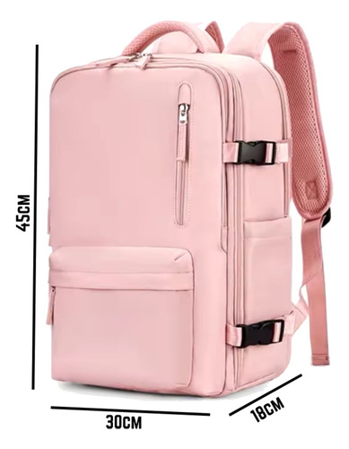 Mochila Urbana Impermeable Cabina Avion Equipaje Carry On Mochila Viajera Viral Usb Unisex Color Rosa