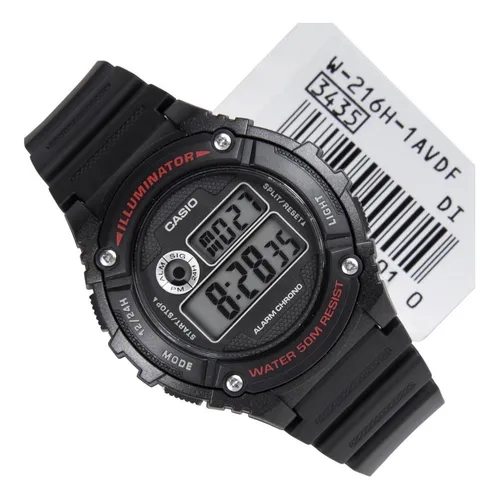 comprar Reloj de Hombre Casio W-216h-1av Hombre Original 50m Local Color de la malla Negro sumergible