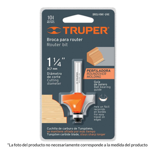 Broca Router Redondeado Moldura 1-1/2' Balero Truper 11474