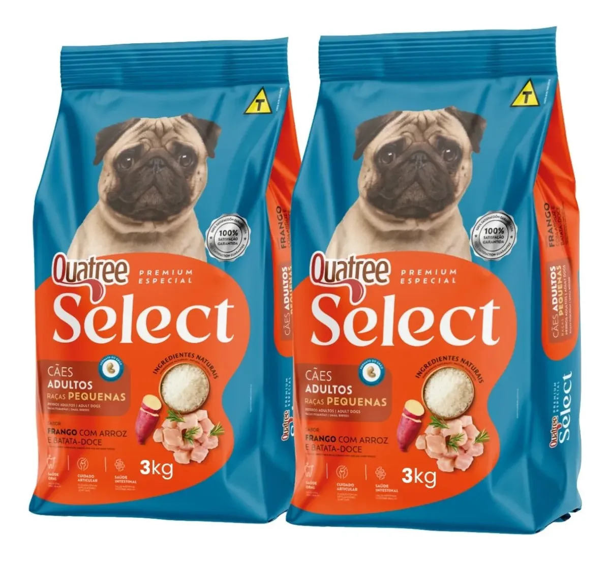 Kit 2 Ração Quatree Select Cães Raças Pequenas Frango 3kg