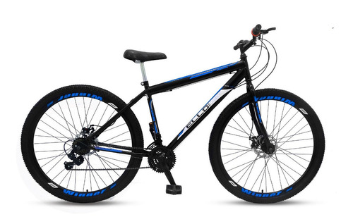 Mountain bike Ello Bike Velox aro 29 21v freios de disco mecânico câmbios Ltx cor preto/azul