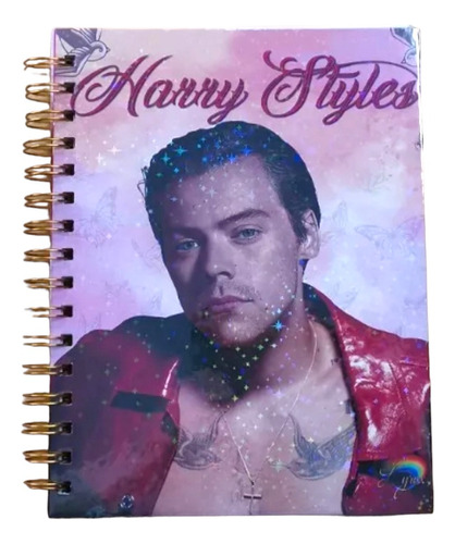 Cuaderno Personalizado Harry Styles Holográfico Con Esquelas