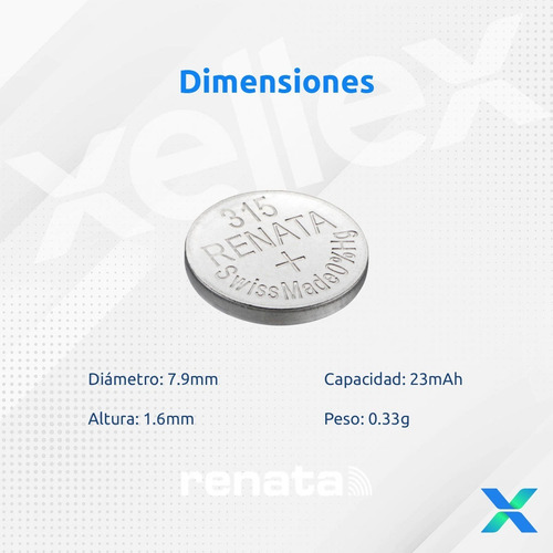 Imagen 2 de 8 de Pilas 315 Sr716sw Renata Original Blíster X 10 Unidades