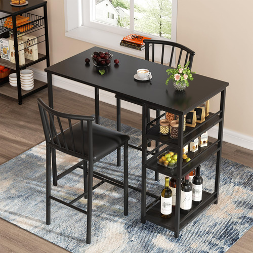 Juego De 2 Mesas Y Sillas De Bar Para Cocina Con 2 Taburetes