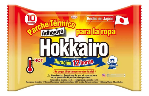Hokkairo Parche Térmico Portátil 10 Unidades Calor Por 12hr