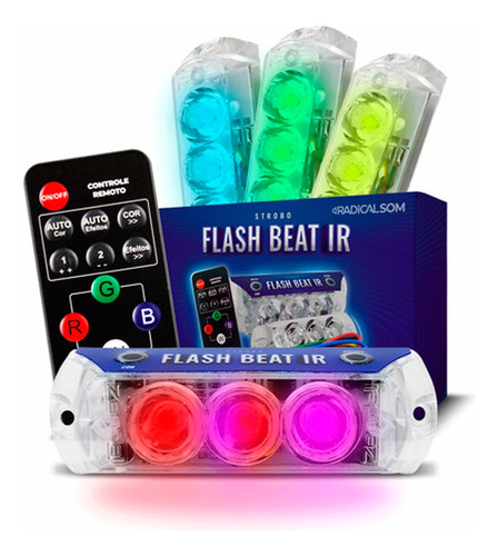 Kit Strobo Flash Beat Zendel Controle Som Automotivo