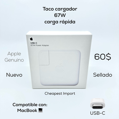Taco 67w Cargador Usb-c Apple Original Macbook Pro Y Air