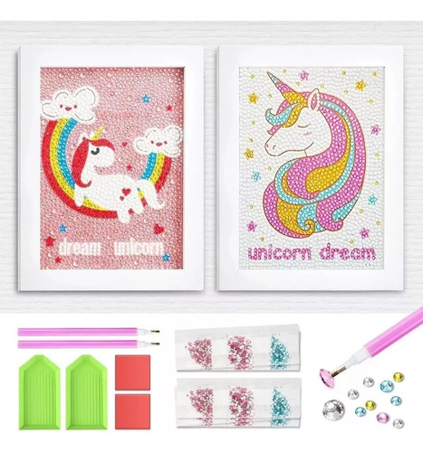 2 Kits Diy Pinturas Diamante Unicornio Juguetes Para Niños