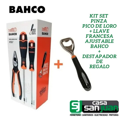Kit Pinza Universal+2x125mm+5x125mm+destapador Regalo Bahco