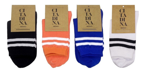 Imagen 3 de 5 de Medias Citadina Rayas Largas Mujer Elásticas Algodón Pack X4