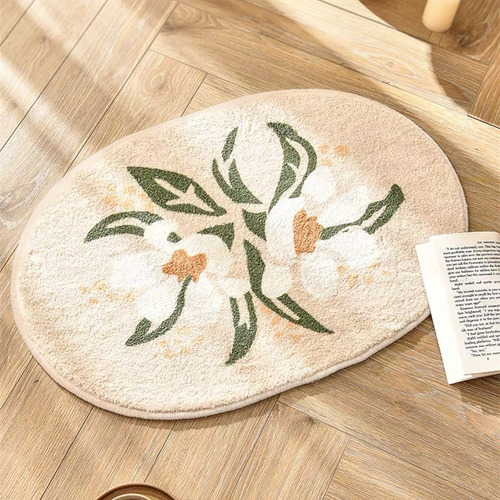 Tapete Absorvente De Água De 40* 60 Cm Com Padrão De Flores