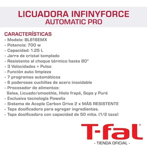 Licuadora t fal infinyforce automatic pro sale