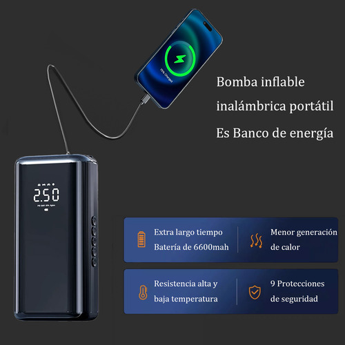 Compresor Portatil Para Auto Inflador De Llantas, Inflador De Neumáticos, Bomba De Neumáticos De Coche, Bomba De Aire Automática 150psi 12v Con Manómetro Digital,cargador Para Coche
