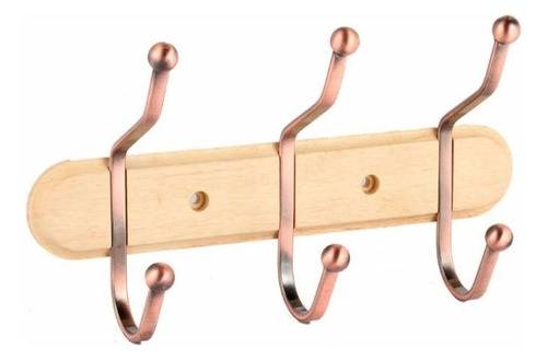 Perchero Pared 3 Ganchos Madera Y Bronc