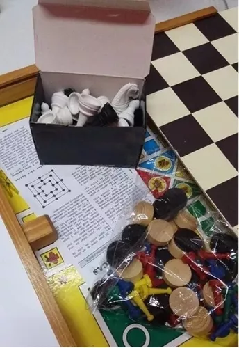 Jogo D/ Tabuleiro 4 Em 1 Ludo ,xadrez Chines, Dama E Hipismo