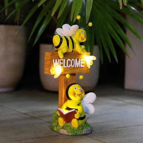 Lámpara Solar S Night Light Bee Welcome Para Decoración De J