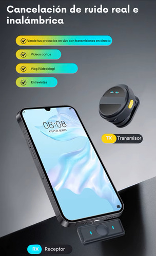 2 Micrófonos Lavalier Solapa Usb-c Estuche Forma Boton