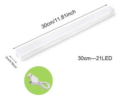 -luz Nocturna Blanca Recargable Con Sensor E Imán De 30 Cm