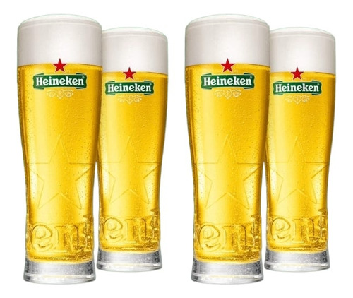 4 Vasos Media Pinta Cerveza Heineken 250 Ml Original Francia