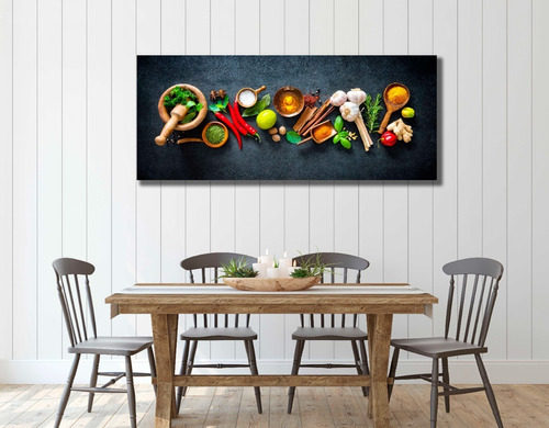 Cuadro Vanguardista Canvas Chiles Y Especias Cocina 120x50cm