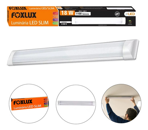 Luminaria Led Slim 18w 6500k Bivolt - Led05.11 Foxlux