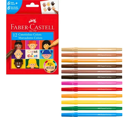 Canetinha Hidrográfica Caras E Cores 12 Cores Faber Castell