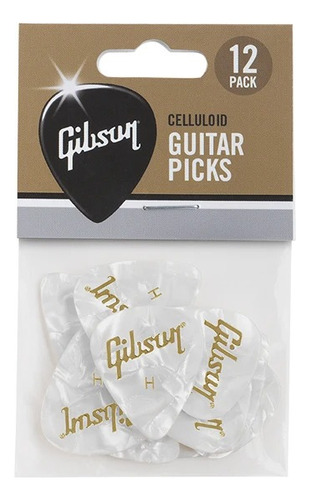 Uñetas De Guitarra Y Bajo Gibson Heavy Pack 12 White 