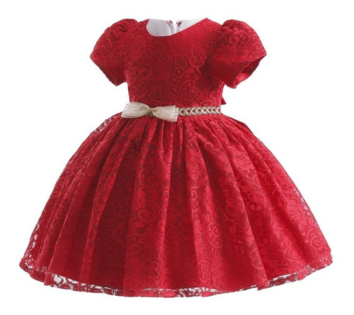 Vestido De Princesa Encaje Fiesta Niña Bautism Cumpleaño