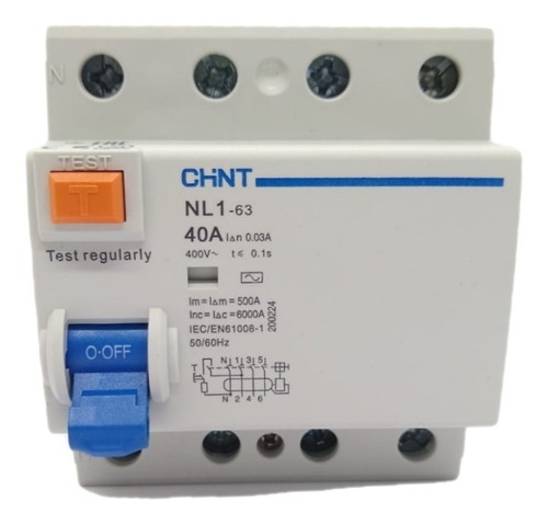 Disyuntor Diferencial Tetrapolar Chint 40amp Para Riel Din