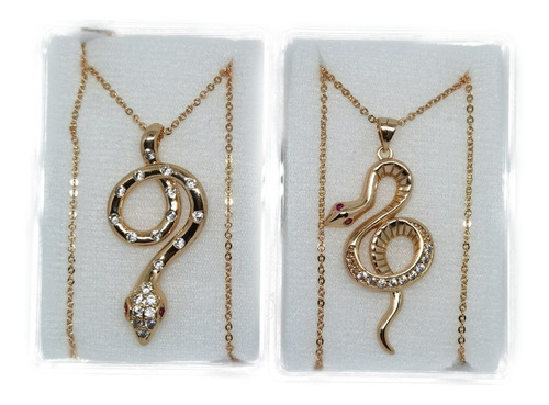 Imagen 1 de 3 de Collar De Serpiente 1 Pz Zirconias Oro Laminado A Elegir 1