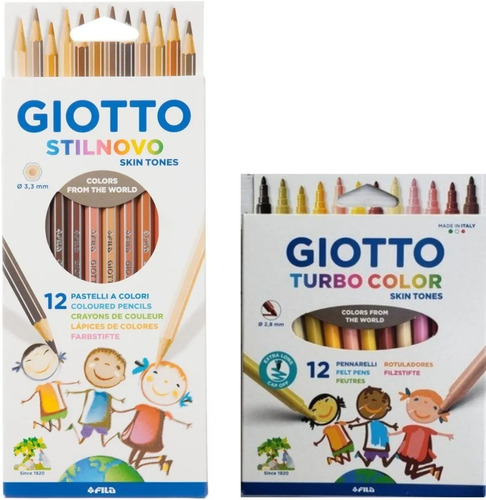 Kit Set 24 Giotto Lapices Stilnovo Skin Tone Y Marcadores Lv