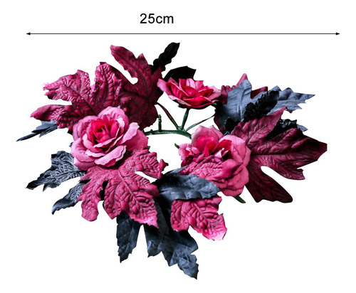 Corona De Guirnalda De Velas De Hojas Y Rosas De Color