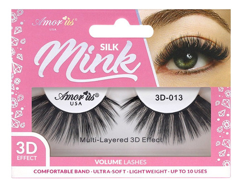 Pestañas Postizas Mink 3d Profesionales Naturales Amor Us Color 13 Espesor 10 Mm Largo 10 Mm Tipo De Curvatura D