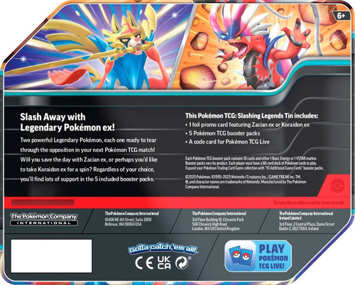 Pokémon Trading Card Game Slashing Legends Koraidon Ex Tin