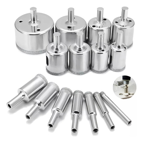Set 15 Brocas Copa Para Cerámica Mármol Vidrio Piedra