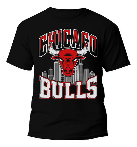 Playera Chicago Bulls Toros Negra Basquetbol 