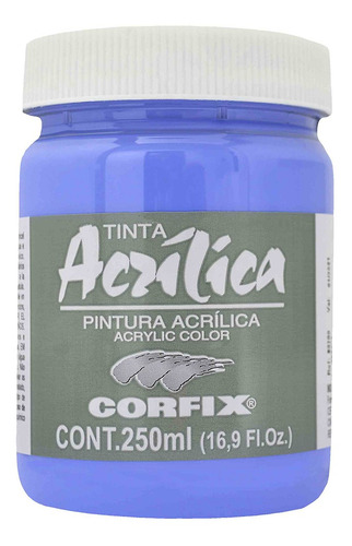Tinta Acrílica Corfix 250ml Cor Azul Hortência 108 G1 Azul Hortência