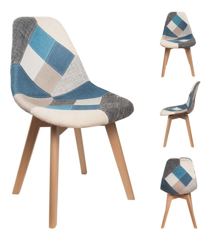 Silla Eames Patchwork Wood - Celeste