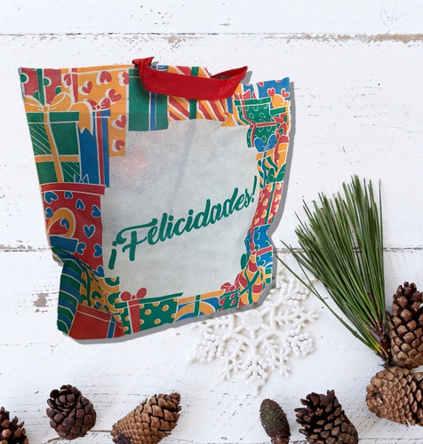 Bolsa Navideña Felices Fiestas Friselina 40x45cm/pack X 10un