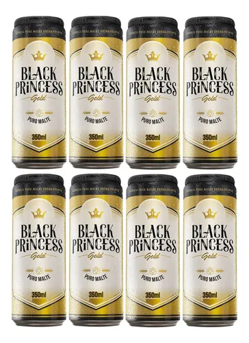 Pack 08un Cerveja Black Princess Gold Puro Malte 350ml