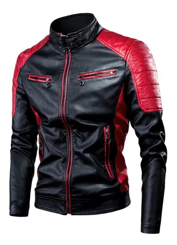 Cazadora polipiel roja hombre top