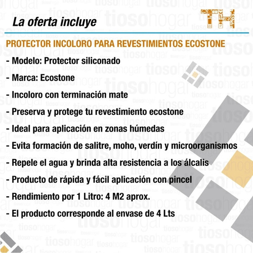 Imagen 4 de 10 de Protector Revestimiento Simil Piedra Antihongos Ecostone