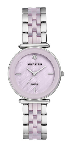 Reloj Anne Klein Ceramica Brazalete Bitono Plateado Lila