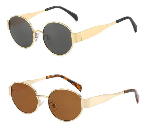 Gafas Sol De Metal Ovaladas De Diseño Retro Estilo Moderno