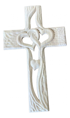 Crucifijo De Cruz De Madera Tallada Con Corazones Estándar