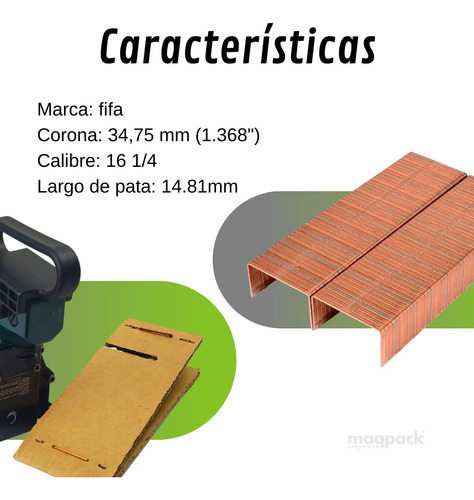 Grapas Cobrizada Para Engrapadora Industrial De14.8 Mm X3/8